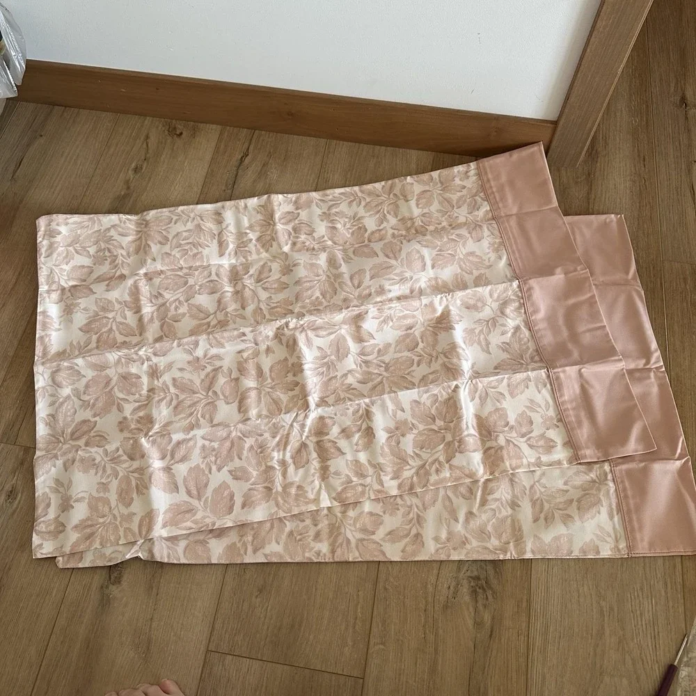 VTG New Set 2 Standard Pillowcases Pale Pink Leaf Print JC Penney‎ Cotton Blend